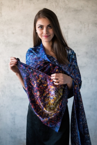 Art on Scarf - Silk Scarf - The Cosmic Spectrum1