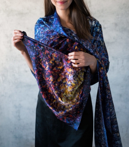 Art on Scarf - Silk Scarf - The Cosmic Spectrum