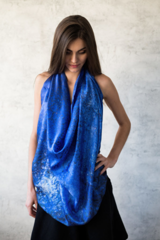 Art on Scarf -Lookbook - Vibrations of Ultramarine