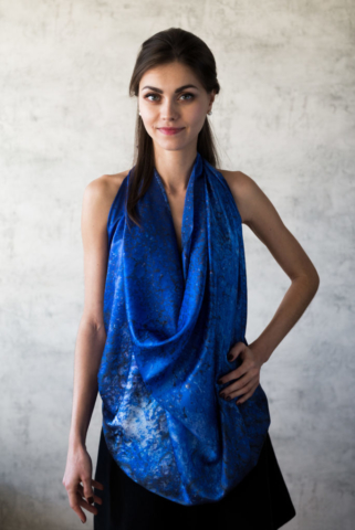 Art on Scarf -Lookbook - Vibrations of Ultramarine