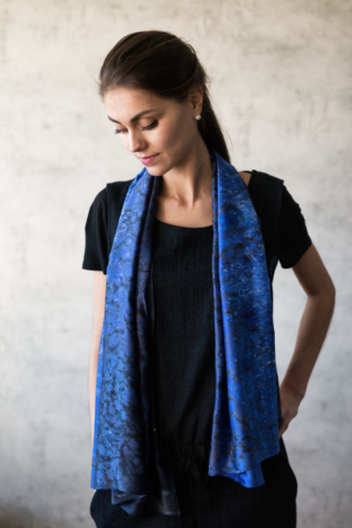 Art on Scarf -Lookbook - Vibrations of Ultramarine