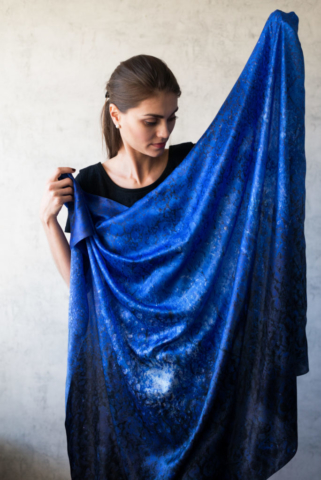 Art on Scarf -Lookbook - Vibrations of Ultramarine